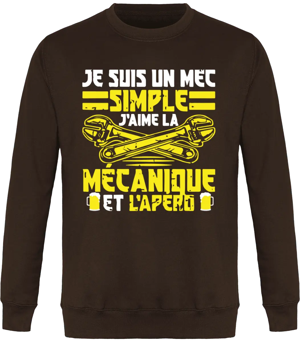 Sweat mécanique "Je suis un mec simple j'aime la mécanique et l'apéro" | Mixte - French Humour