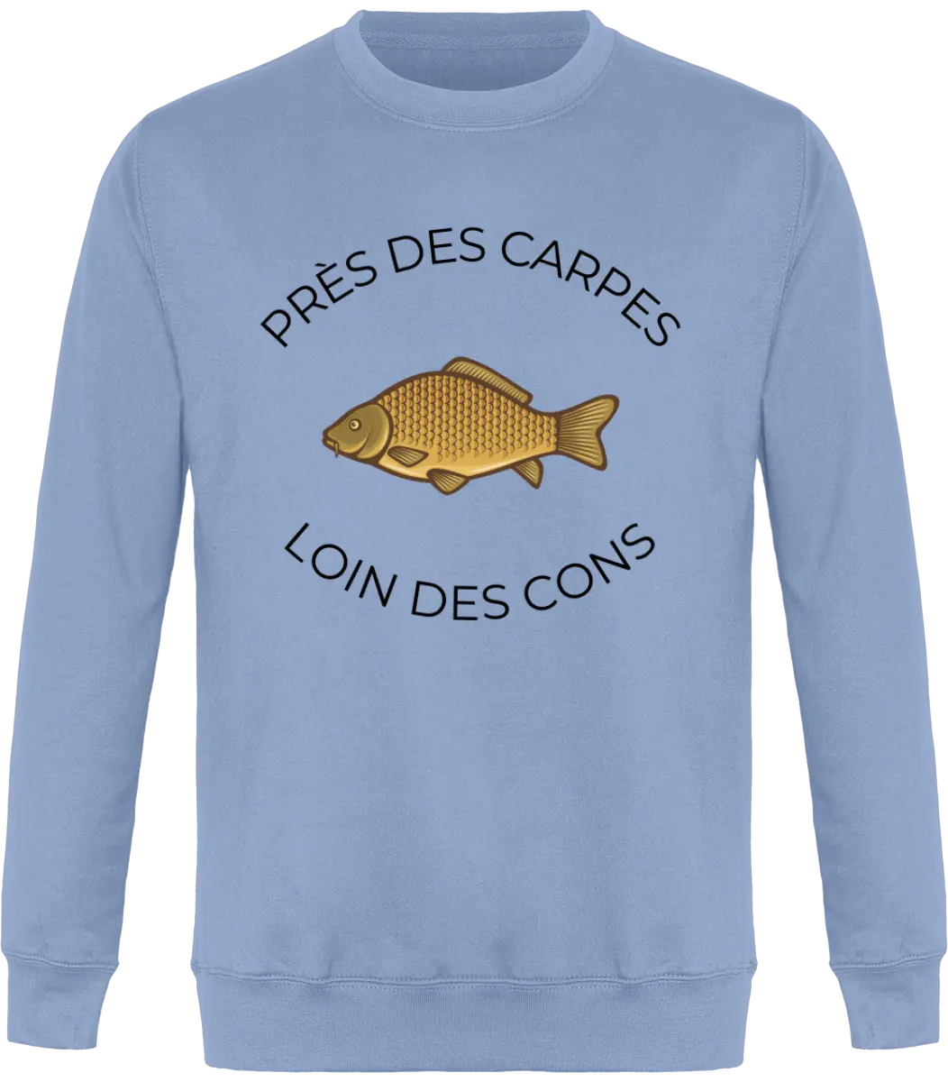 Sweat capuche Près des carpes - Cadeau pêche humour carpiste