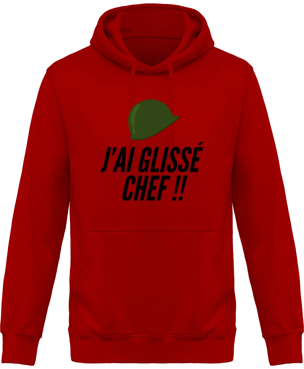 Sweat à capuche Militaire "J'ai glissé chef" | Mixte - French Humour