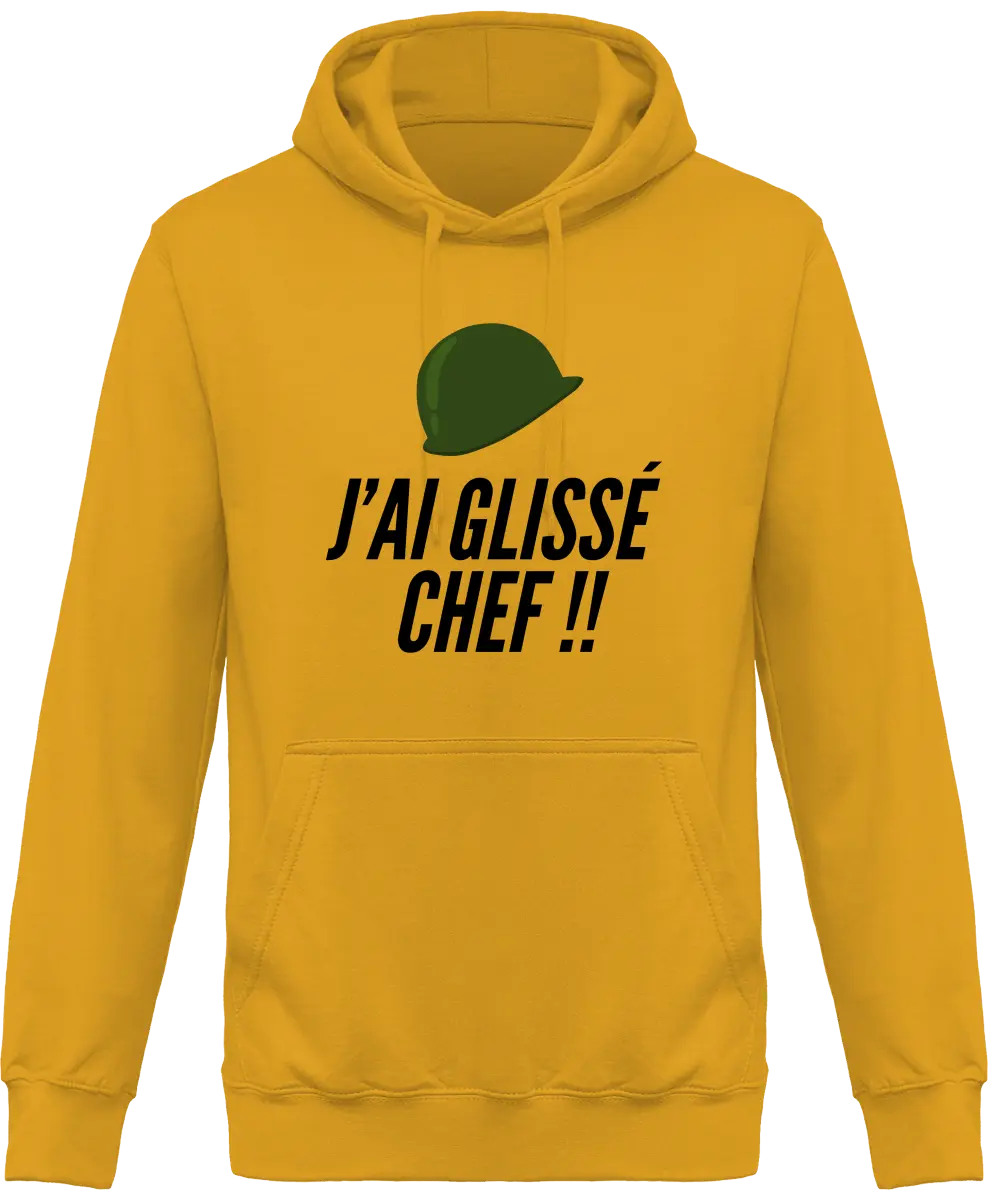 Sweat à capuche Militaire "J'ai glissé chef" | Mixte - French Humour