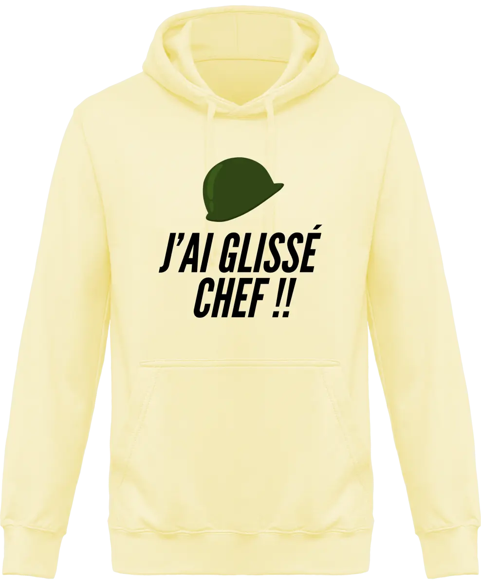 Sweat à capuche Militaire "J'ai glissé chef" | Mixte - French Humour