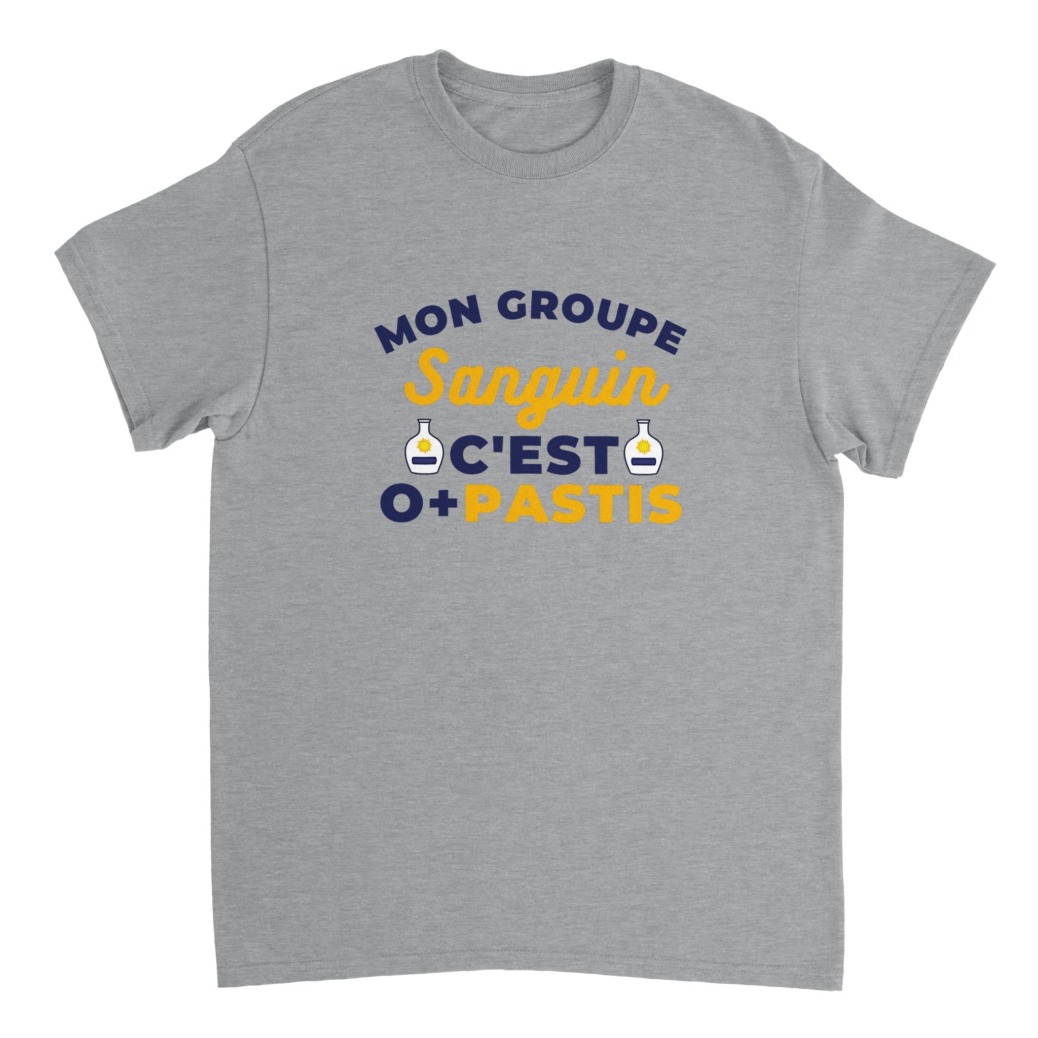 T-shirt Pastis "Mon groupe sanguin c'est O+Pastis" | Mixte