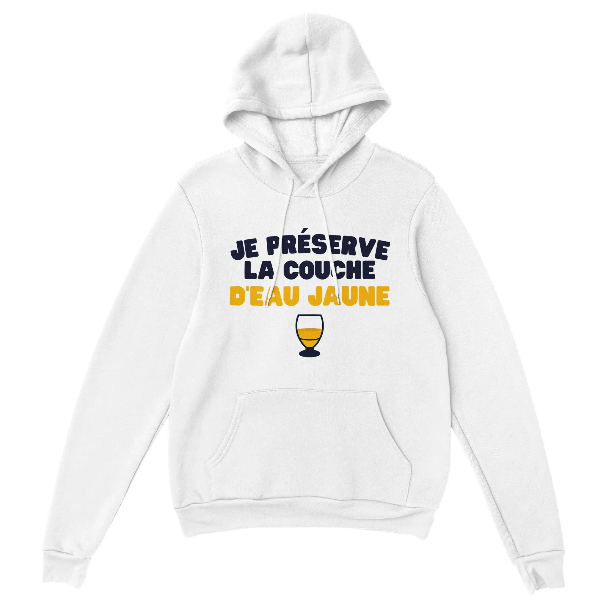 Sweat à capuche pastis "Je préserve la couche d'eau jaune" | Mixte French Humour